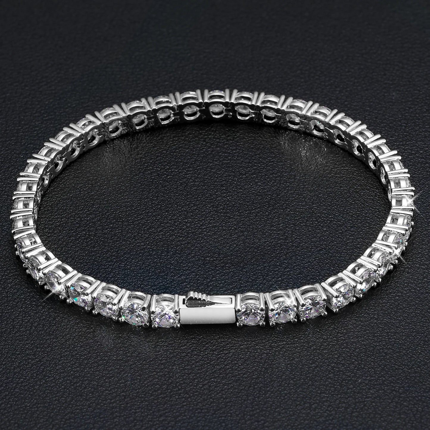 Solitaire Moissanite Tennis Bracelet in 925 Sterling Silver 3-5mm