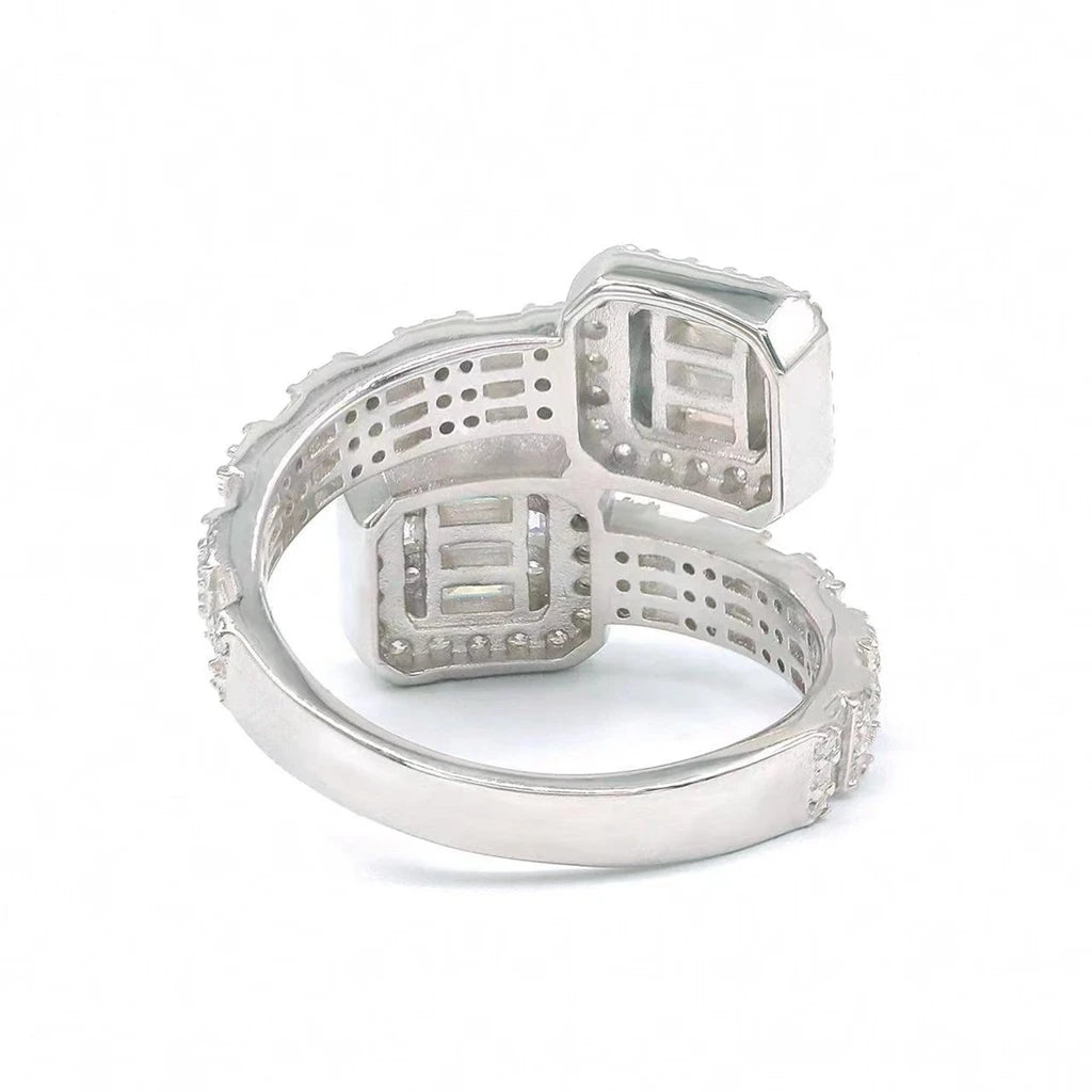 Square Baguette Moissanite Ring 925 Sterling Silver